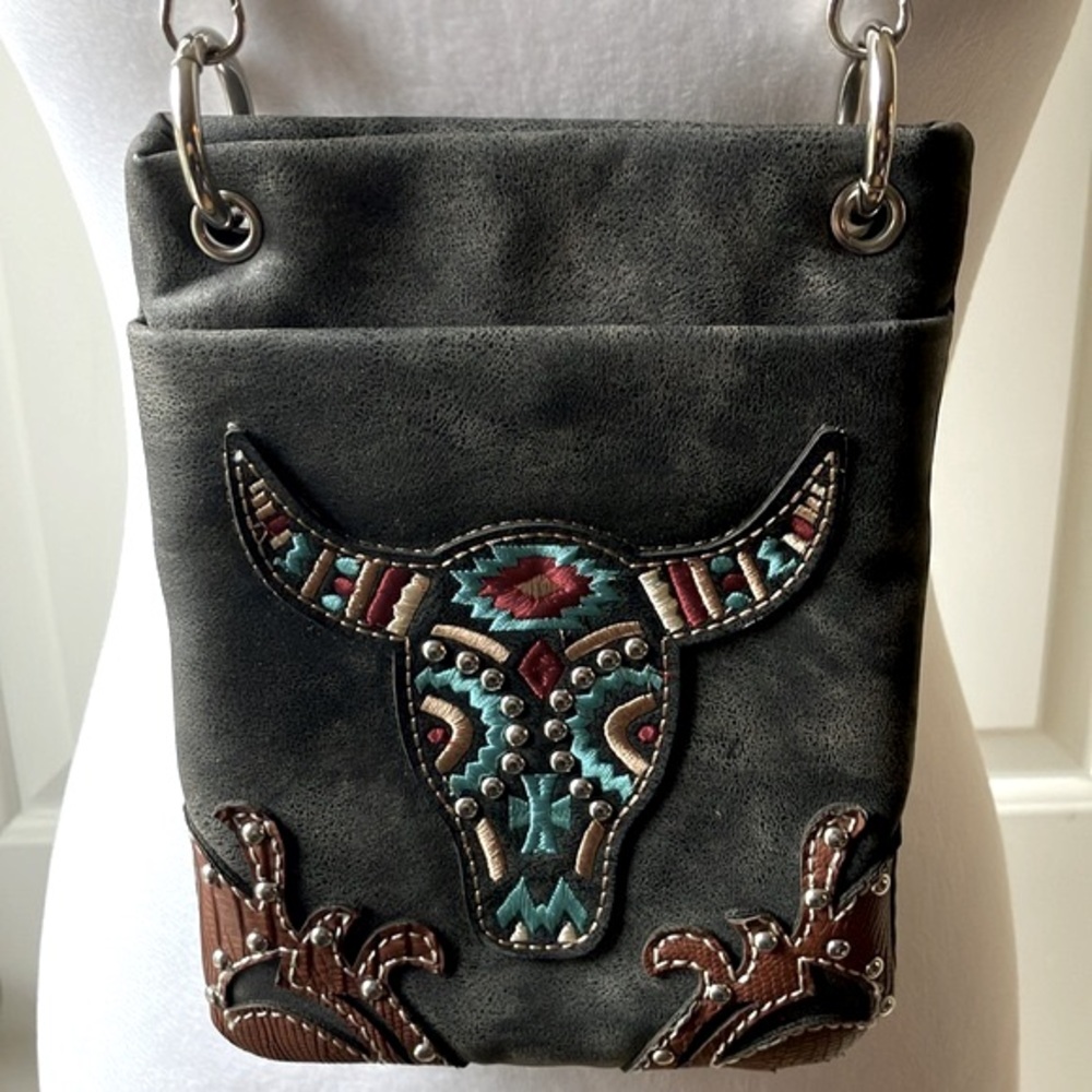 P&G Faux Leather Western Style Small Crossbody Purse
